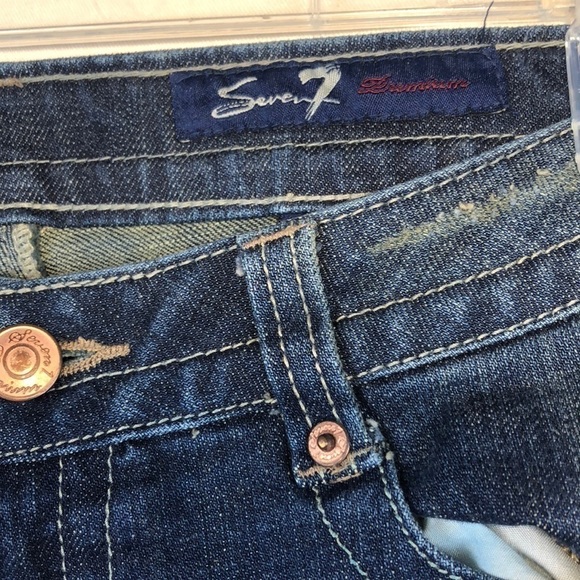 Euc-7 Seven Vintage Low Rise Distressed Five Pockets Zip Fly Cropped Jeans 27 - Picture 4 of 5